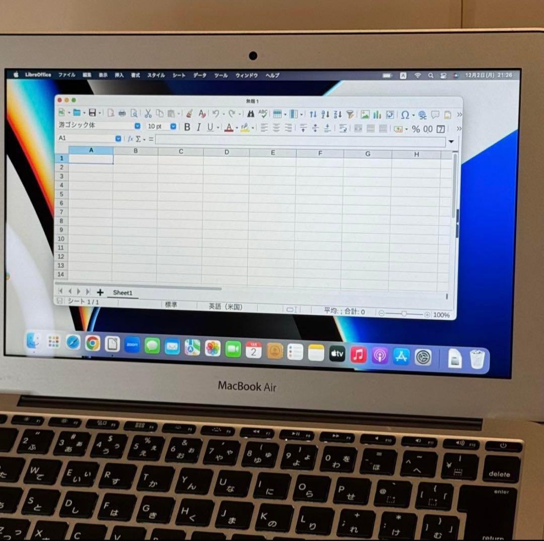 【薄型軽量】美品 MacBook Air11インチ付属品完備 ZOOM/オフィス
