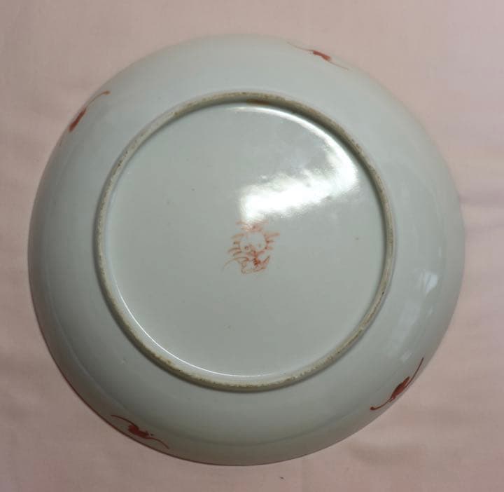 中国　清朝期　粉彩四君子鑑賞大皿①　アンティーク　送料込み0621