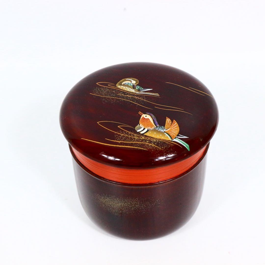 峯清 鳥蒔絵 四種茶器 共箱 螺鈿細工入 木製 棗 茶道具