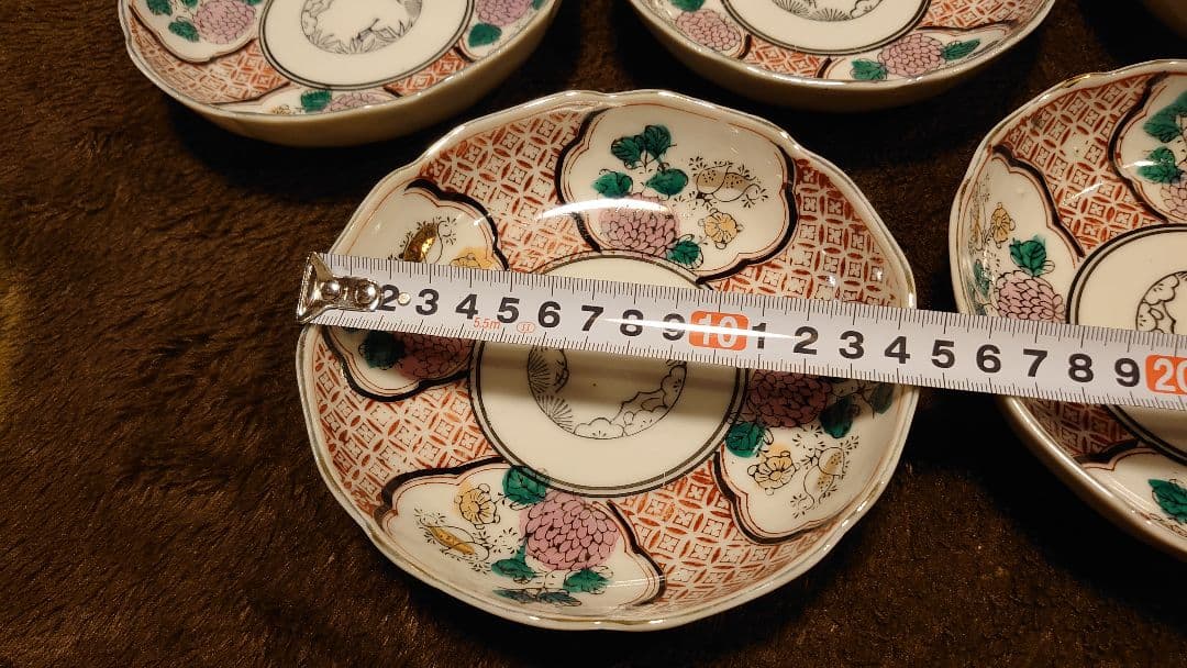 古伊万里　伊万里　色絵　華の図　なます皿　菓子皿　５客