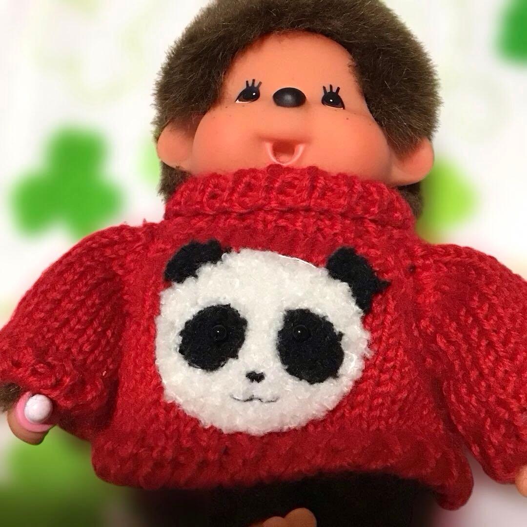 セキグチ「パンダニット」ふたごのモンチッチS　女の子レトロぬいぐるみ美品！