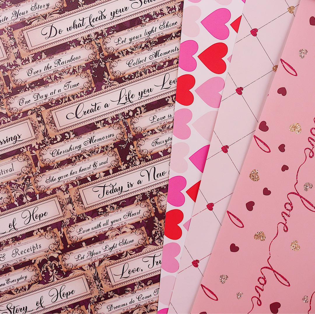 新作①ラブレター♡A4デザインペーパー　80枚♡バレンタイン　コラージュ　素材