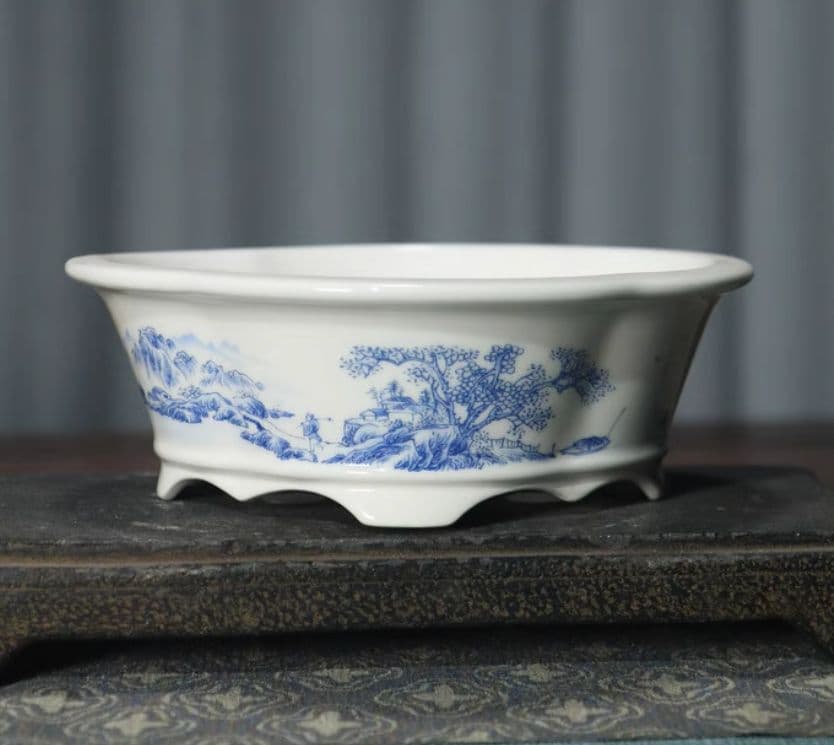 盆栽鉢 青花磁鉢 山野草鉢 多肉植物 植木鉢 小品大品盆栽鉢 陶器鉢置物