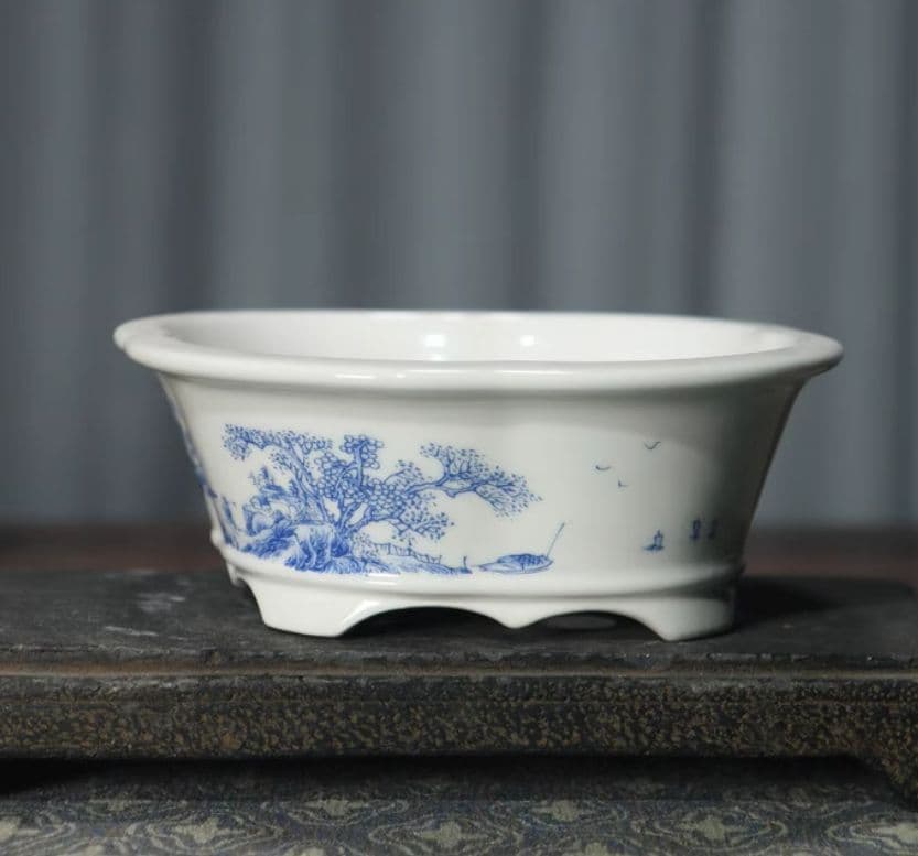 盆栽鉢 青花磁鉢 山野草鉢 多肉植物 植木鉢 小品大品盆栽鉢 陶器鉢置物