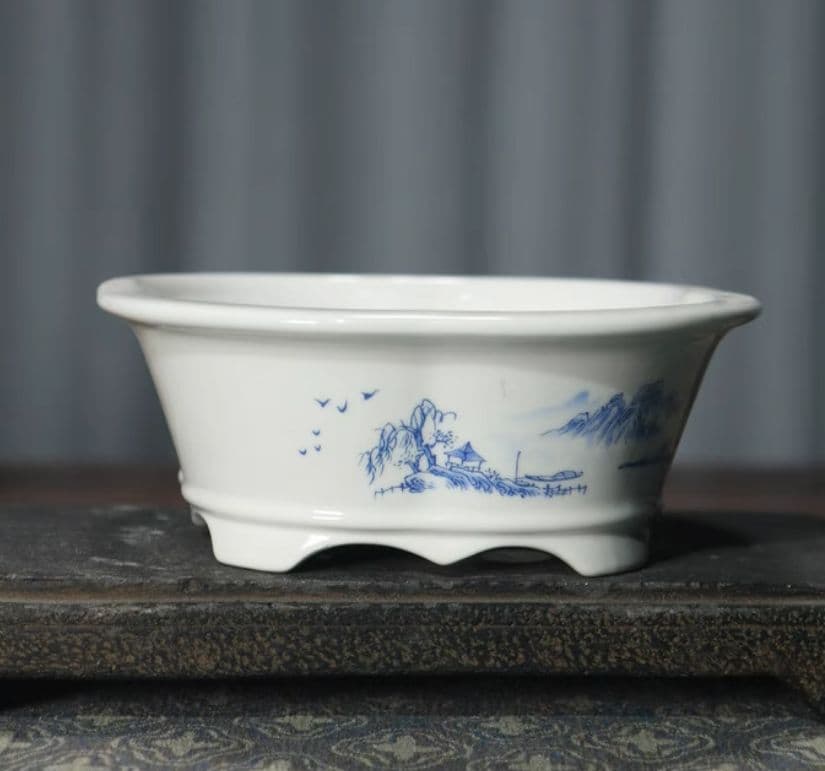 盆栽鉢 青花磁鉢 山野草鉢 多肉植物 植木鉢 小品大品盆栽鉢 陶器鉢置物