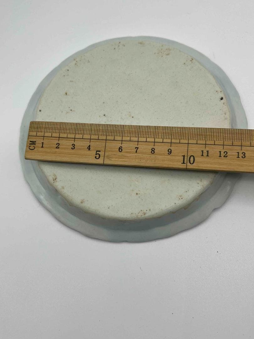 元時代　染付青花牡丹鳳凰花鳥文洗　輪花盤　古染付皿　唐物(A-79)