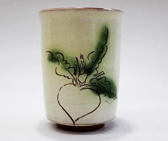 人間国宝　原清　蕪文湯呑　未使用品　M315