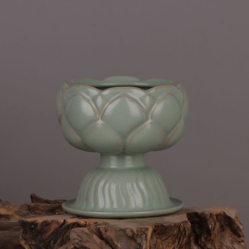 汝窯青釉支釘蓮華香炉 茶道具 香道具 工芸品 美術品 置物