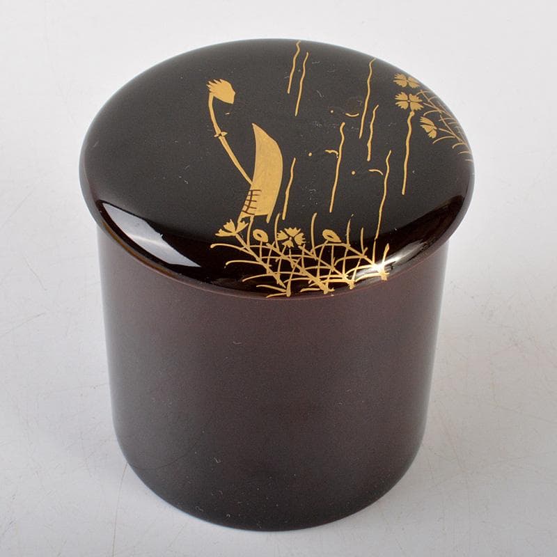 茶道具　塗師　千穂造　井伊大老好　撫子に鵜飼蒔絵　金林寺棗　共箱　V　6452