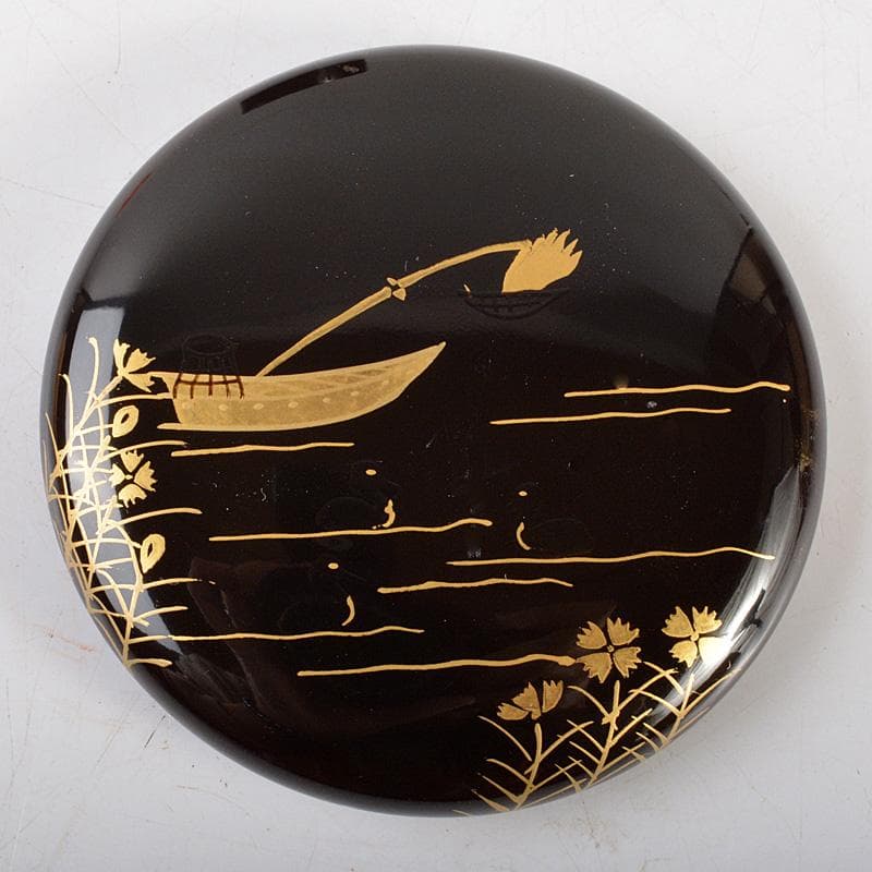 茶道具　塗師　千穂造　井伊大老好　撫子に鵜飼蒔絵　金林寺棗　共箱　V　6452