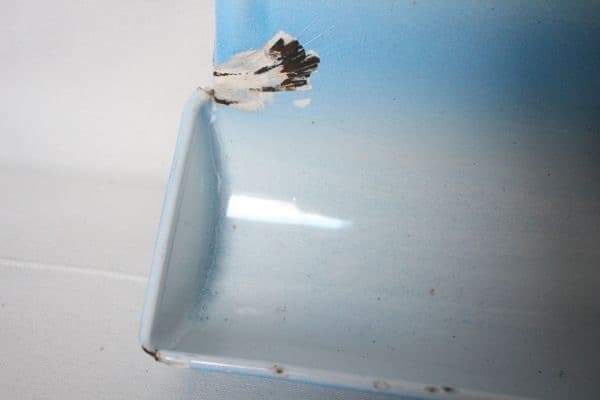 フランス アンティーク 古い琺瑯製のレードルラック レードル付き