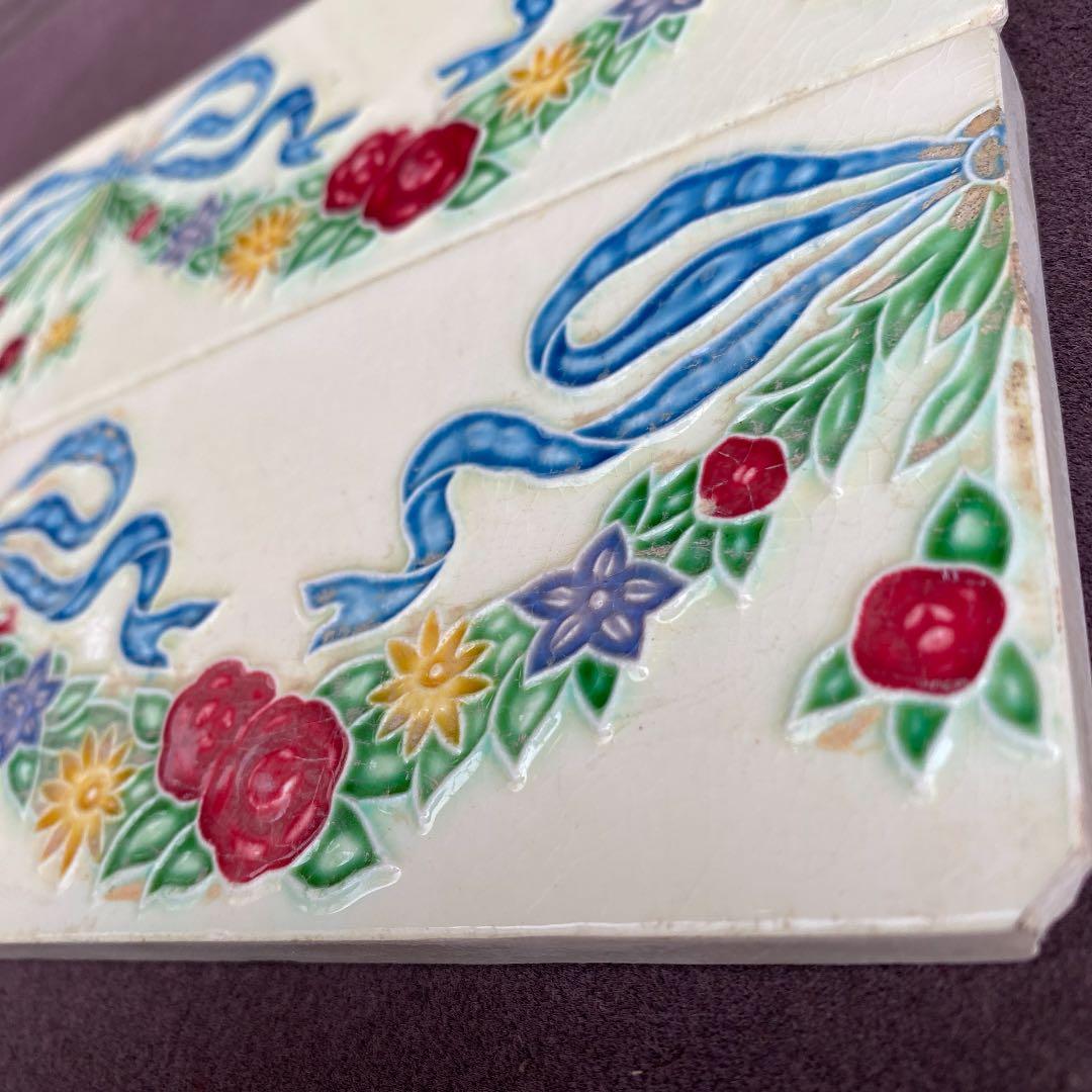 ハンドメイド日本製アンティークマジョリカタイル⑤４枚セット　プラナカンタイル