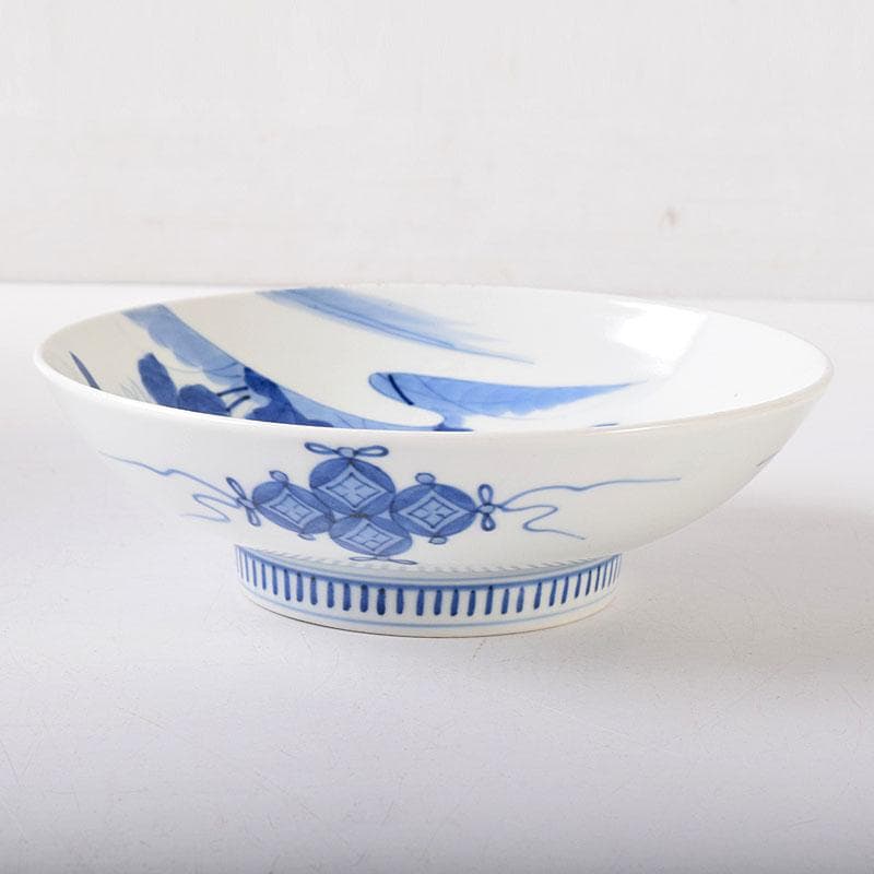 鍋島焼　藍鍋島　染付菊花文　五寸皿　時代箱　V　R8086