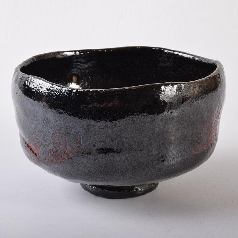 M5 　楽吉左衛門　九代了入作　黒楽茶碗　銘「曙」　極め箱　M　R8071