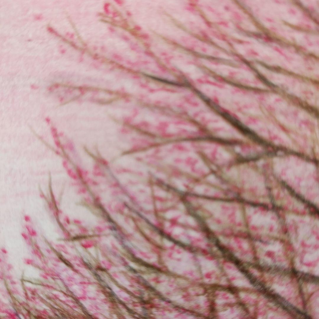 絵画色鉛筆風景画『富士と桜並木』原画