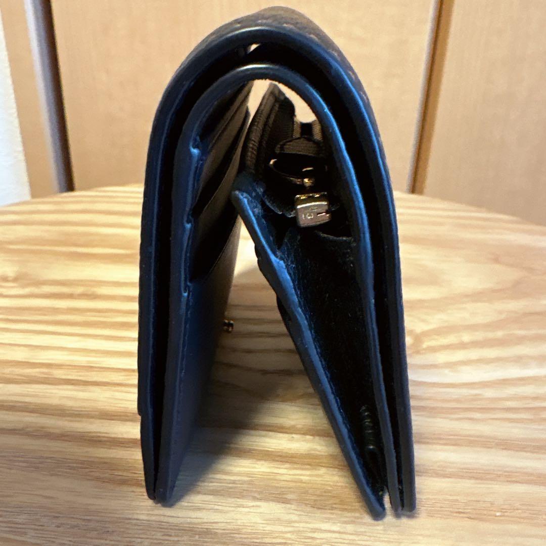 【未使用品】BURBERRY二つ折り財布 TBモノグラム ロゴ　ブラック　革