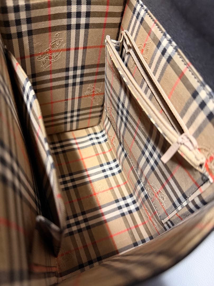 d*2様 BURBERRY スクエア型 ハンドバッグ レザー ノバチェック ブラ