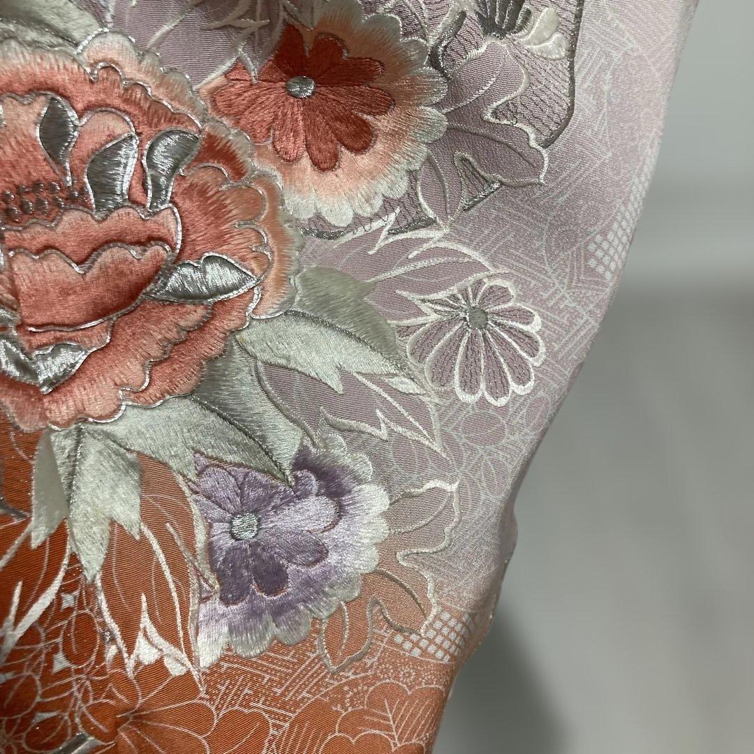 豪華刺繍正絹黒留袖袖フルセットお探しの方　西陣織袋帯　牡丹　駒刺繍 銀彩銀刺繍