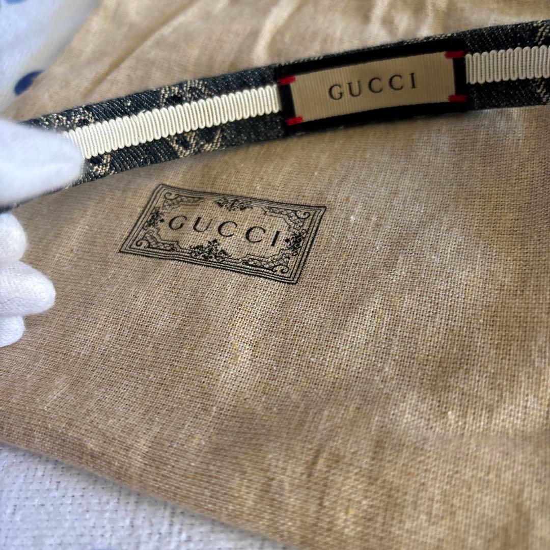 GUCCI ダークブルー ヘアバンド 保存袋付き