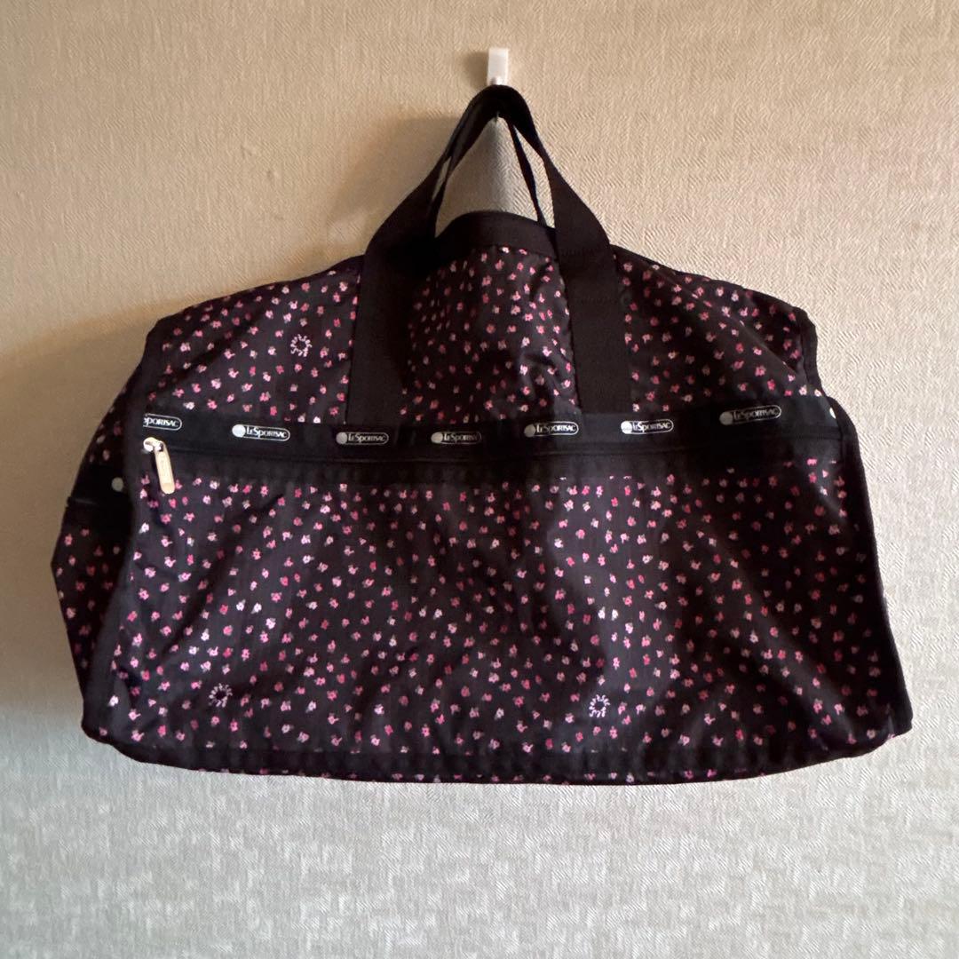 レスポートサック　ボストンバック　黒×花柄　ミニポーチ付　新品　未使用