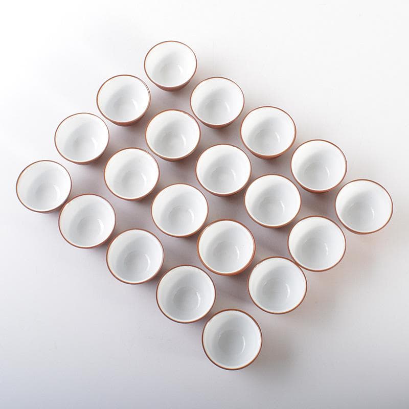 煎茶道具　紫砂　朱泥　内白釉　煎茶碗　20客まとめて　N　6670