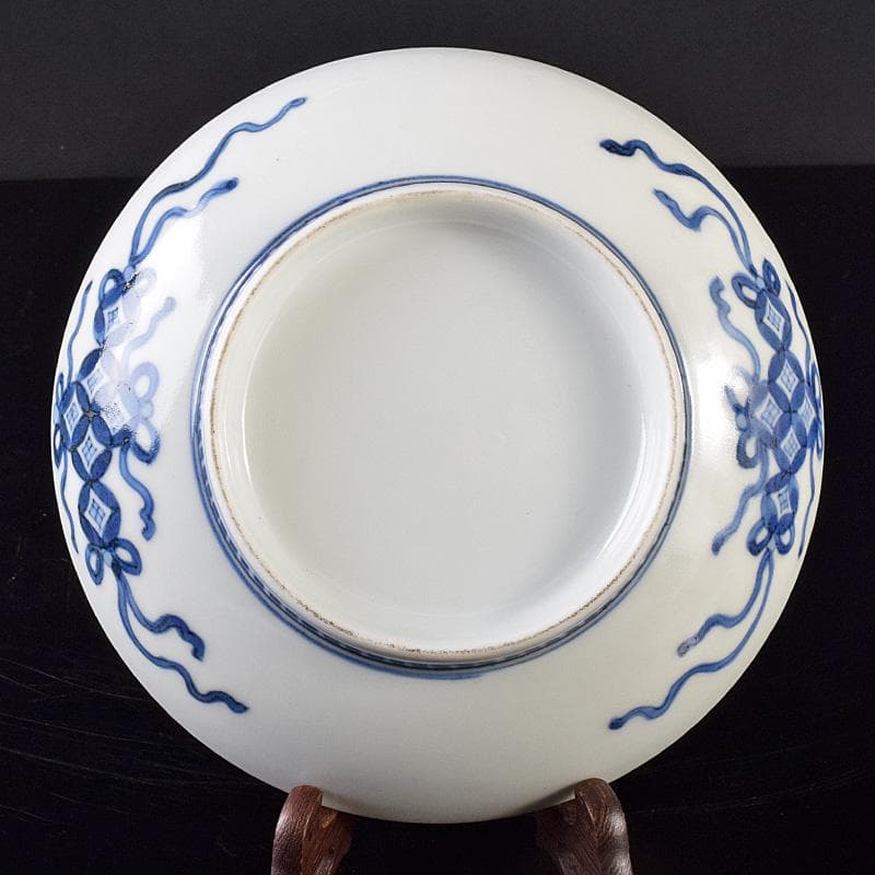 鍋島焼　藍鍋島　七壷文　五寸皿　時代箱付　V　R8047