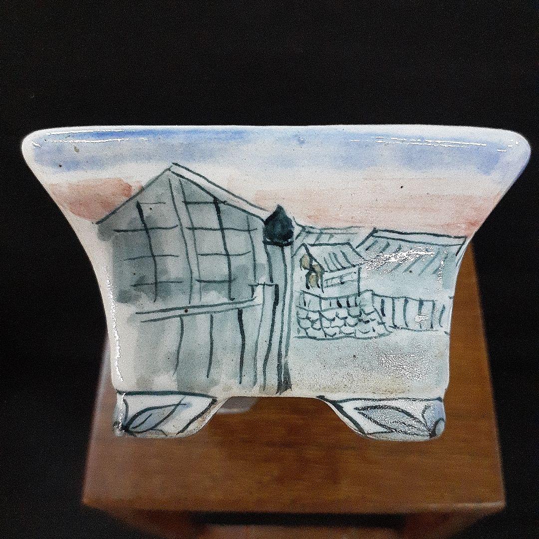 020.【 陶翠窯 】エン付長角３号盆栽鉢/植木鉢