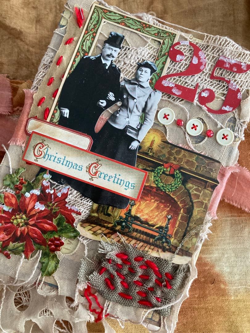 Xmasセット　ジャンクジャーナル　ティムホルツ　エンボスペーパー　インド刺繍