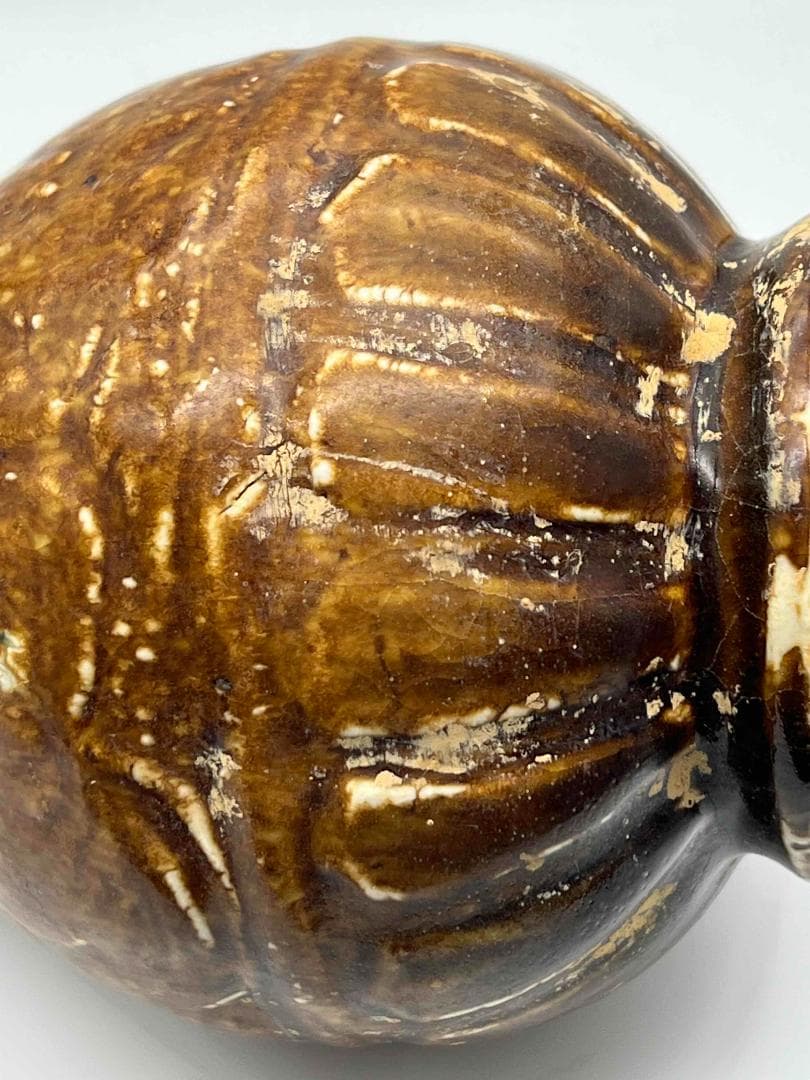 金～元時代　褐釉花草文花瓶　花入　花瓶　茶道具　香道具(B-63)