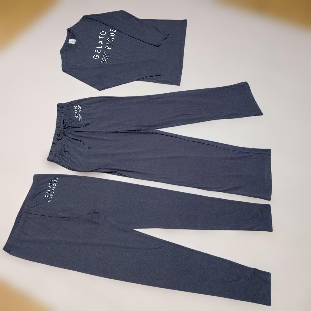 【新品未使用】ジェラートピケ ルームウェア 長袖 上下 3点セット ダークグレー