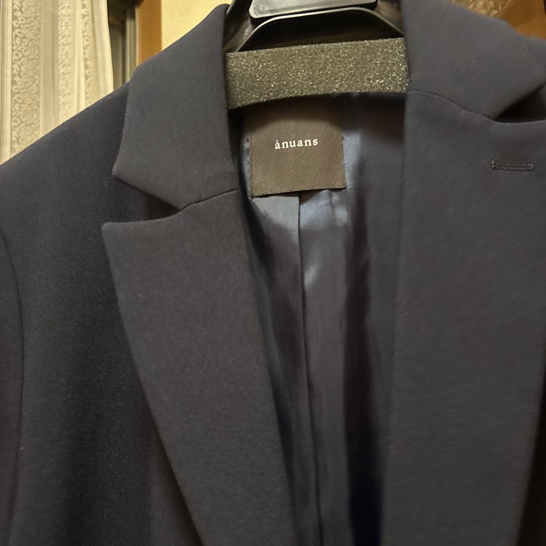 ánuans ネイビー ダブルブレスト チェスターコート