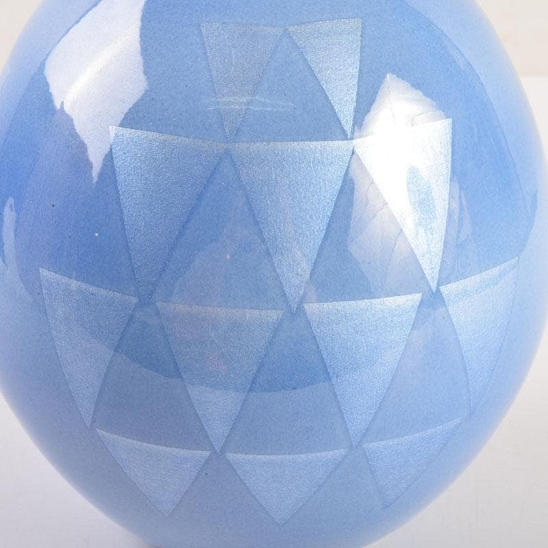 九谷焼　中田一於作　淡青釉裏銀彩　花瓶　壷　共箱　V　8934