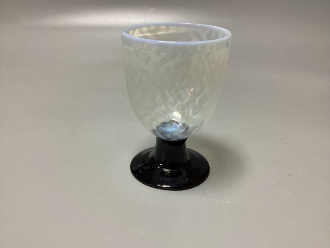 すみれ　雷文　黒脚　なつめ形　氷コップ　(検) 和ガラス　ウランガラス