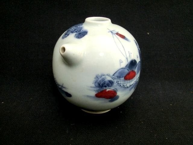 水滴■水差し「若深珍蔵」染付人物絵 唐人戦図 書道道具 水注 古玩 唐物 骨董■