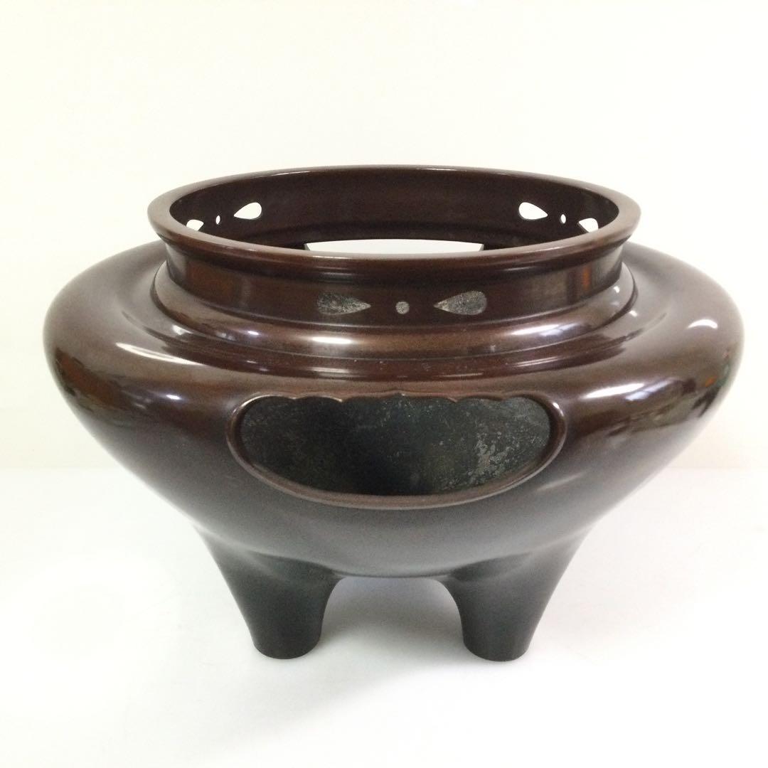 茶道具 朝鮮風炉 唐銅製 銘無し L293