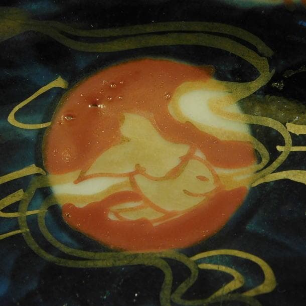 【時代磁器　錦手草花紋　小皿（五枚）富貴長春銘】