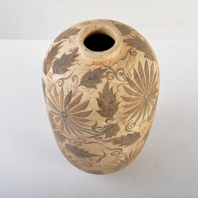 中国　磁州窯白磁　鉄絵花卉文瓶　M　6321C