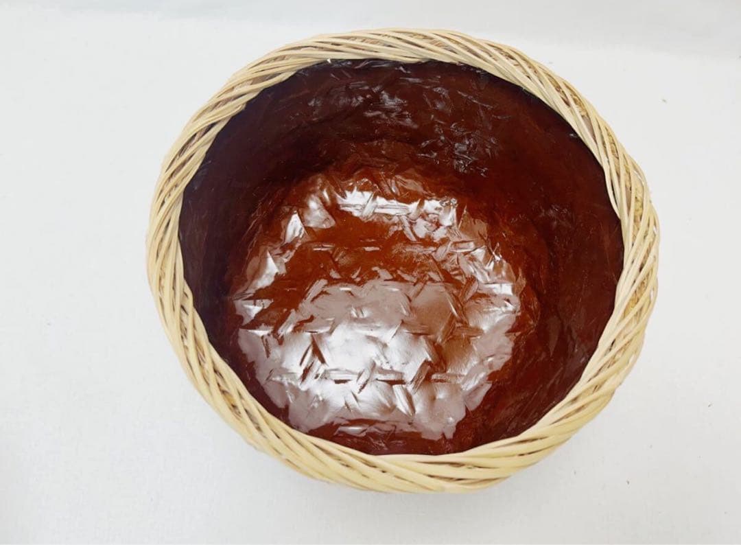 未使用 茶道具 島田竹宝斎作 又妙斎好写 唐筆篭炭斗 炭取 炭斗籠 竹細工 紙箱