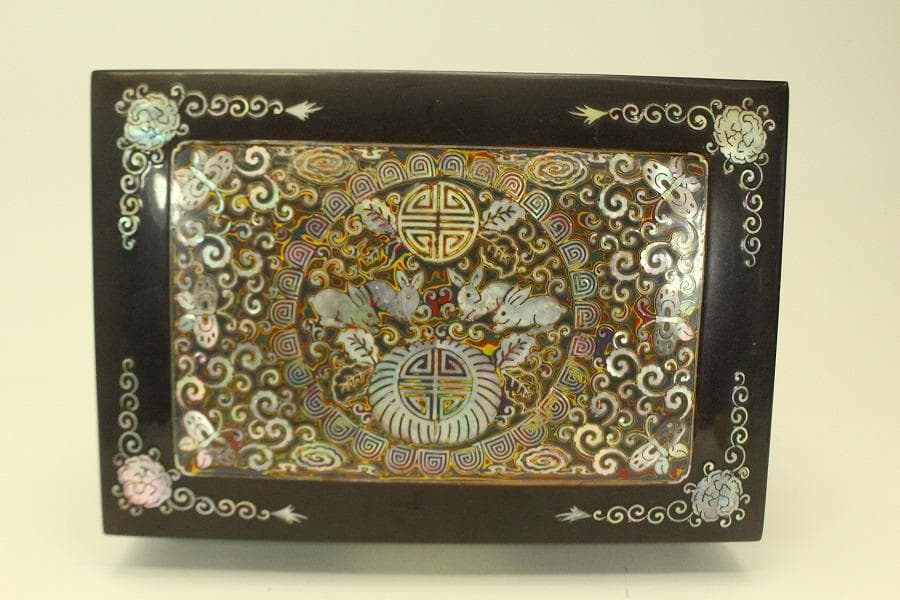 朝鮮 韓国 螺鈿 宝石箱 細密蝶模様(A850)