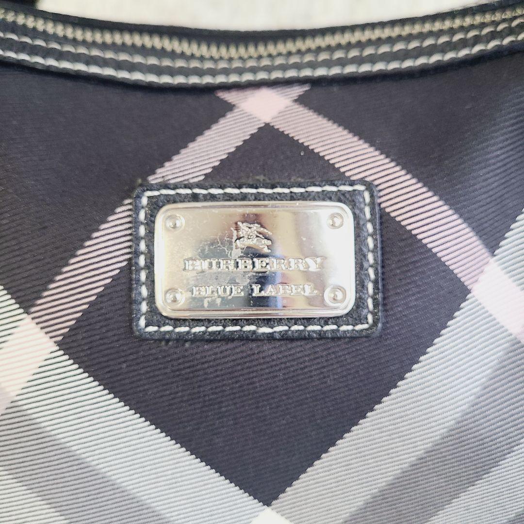 美品 バーバリー・ブルーレーベル ハンドバッグ キャンバス レザー 黒