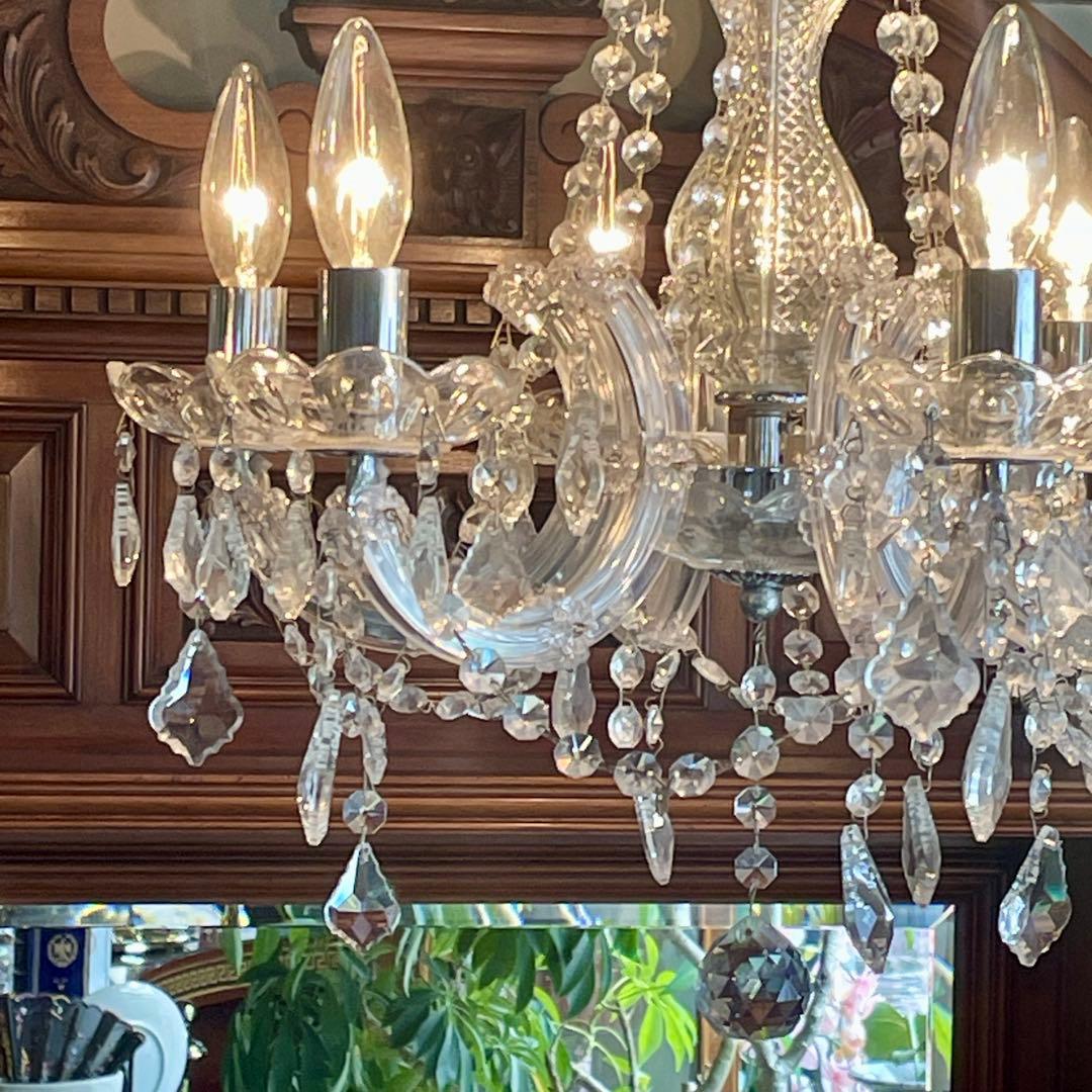 r196 エレガントなクリスタルガラス 6灯 シャンデリア