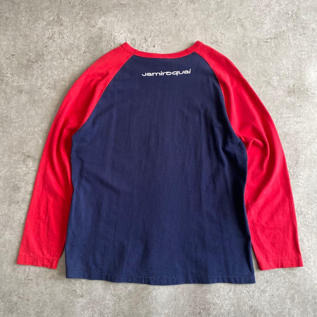 90s 00s ジャミロクワイ×リーバイス ラグラン Tシャツ 紺×赤 M