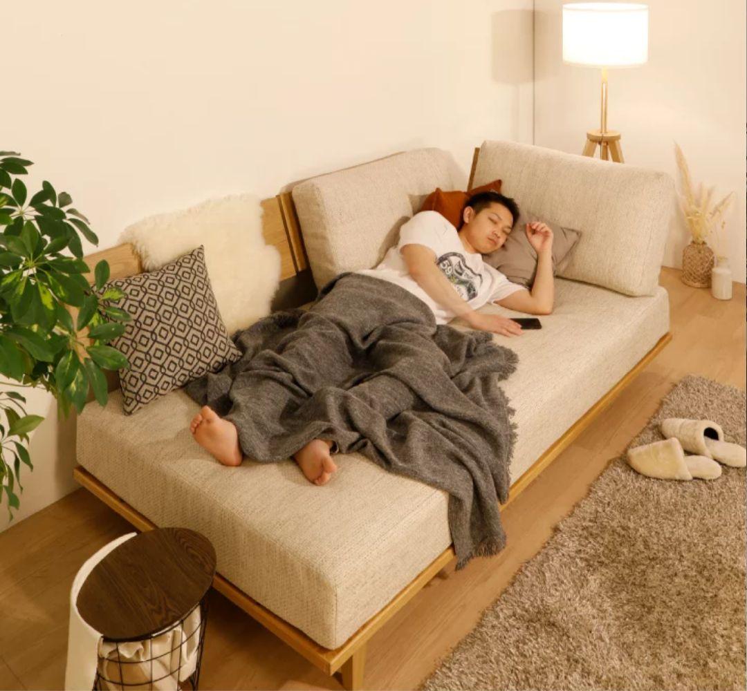 ウォールナット(ダークブラウン) 木製 シングルベッドフレーム ソファベッド