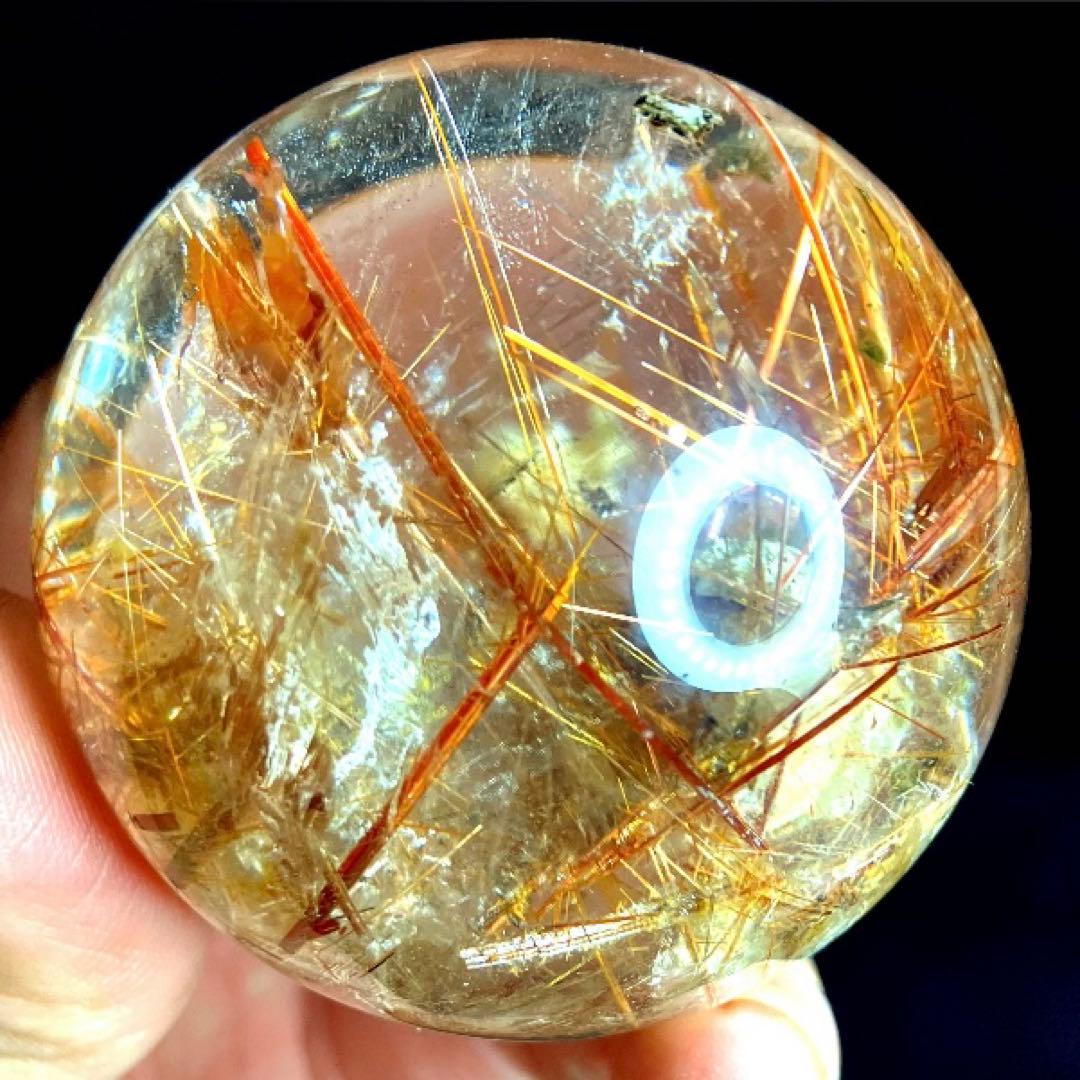 超絶綺麗✨50mm ゴールドタイチンルチルクォーツ　丸玉　スフィア　金針水晶