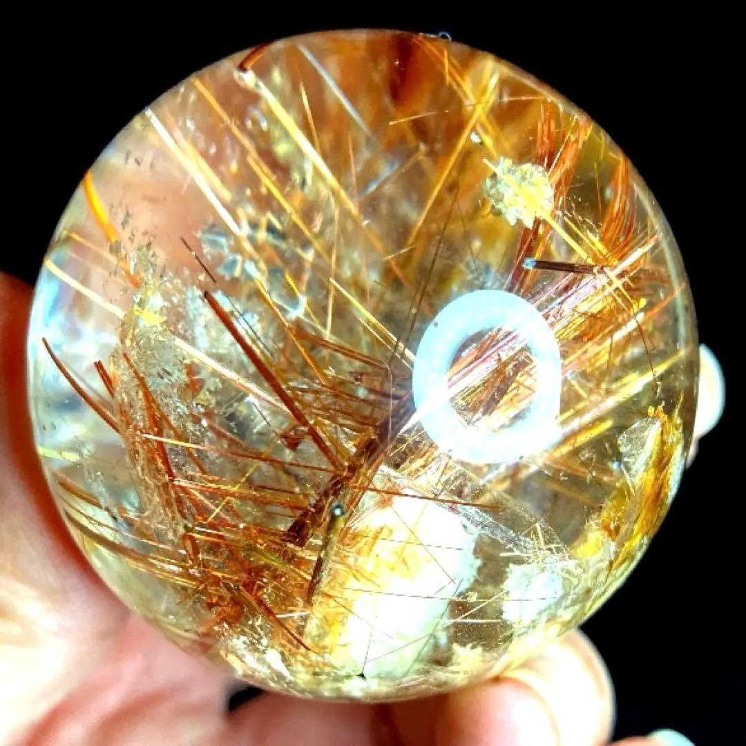 超絶綺麗✨50mm ゴールドタイチンルチルクォーツ　丸玉　スフィア　金針水晶