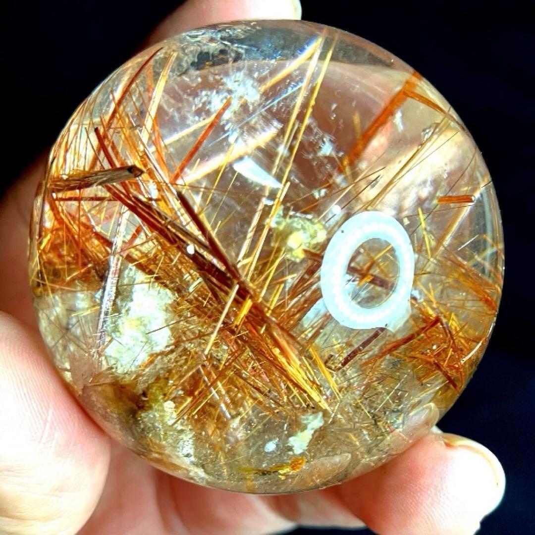 超絶綺麗✨50mm ゴールドタイチンルチルクォーツ　丸玉　スフィア　金針水晶