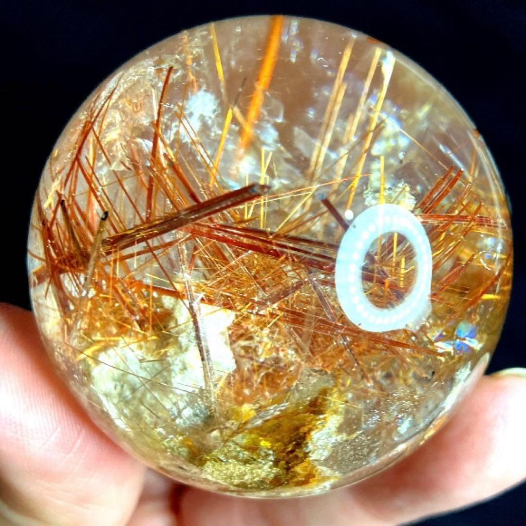 超絶綺麗✨50mm ゴールドタイチンルチルクォーツ　丸玉　スフィア　金針水晶