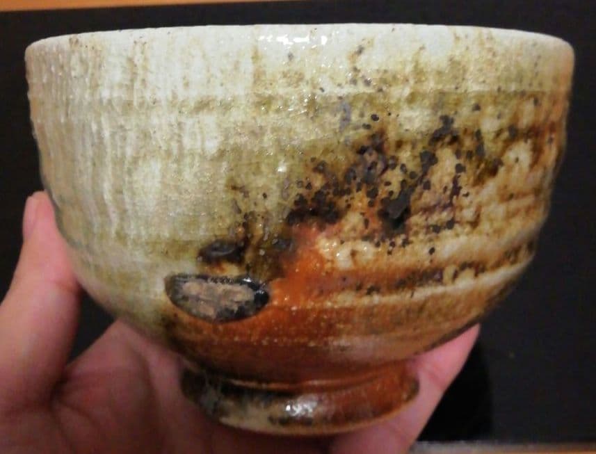 今井理桂作　津軽烏城焼　自然釉　茶碗　共箱　共布　茶道具