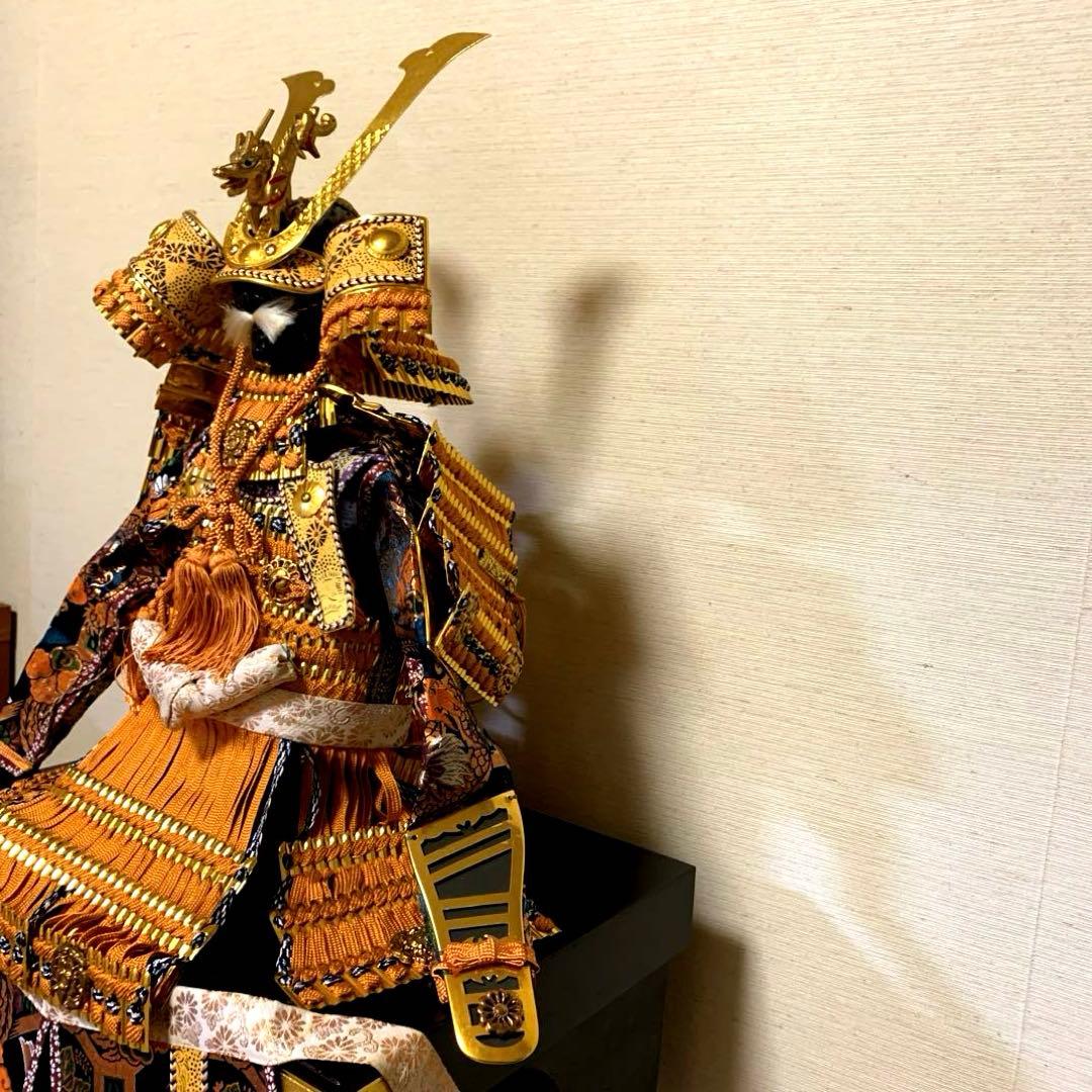 雄山作　五月人形 武者飾り一式　 置き台付き 鎧 兜　【美品】