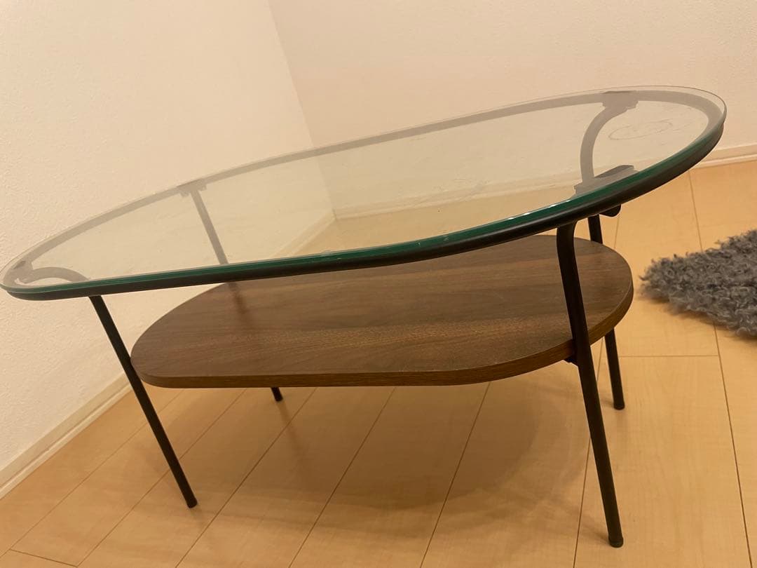 Francfranc ガラス天板 楕円形テーブル